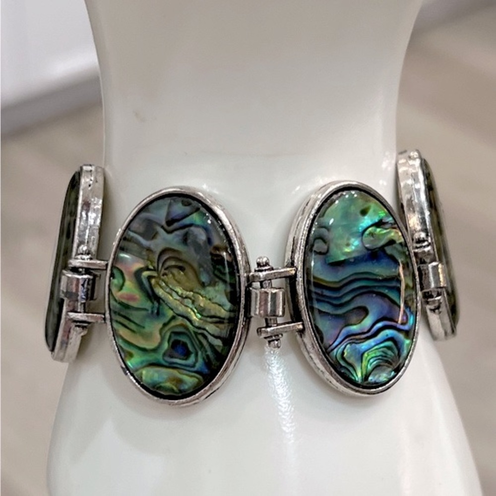 Abalone Shell Silver Toggle Clasp Bracelet - image 8